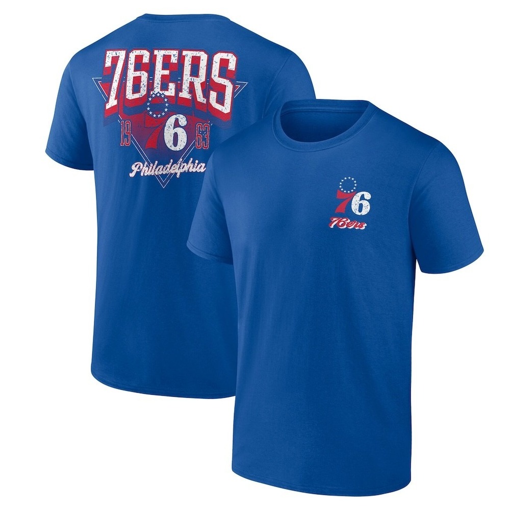 Mens Philadelphia 76ers Logo Athletic Royal Blue Never Over T-Shirt 2XL NBA